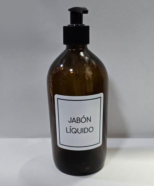 Dispensador 500ml de vidrio tipo gel con etiqueta